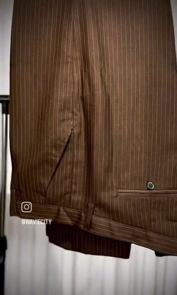 Brown Trousers with White Stripes