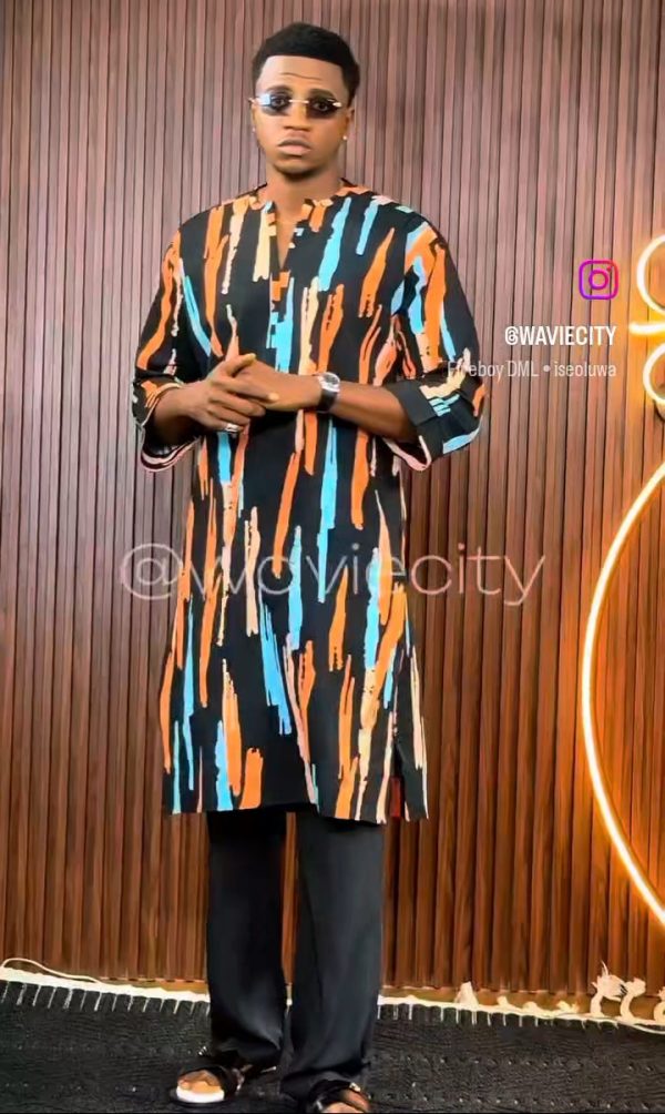 Orange Multi Colored Kaftan with Blue Trouser (Set)